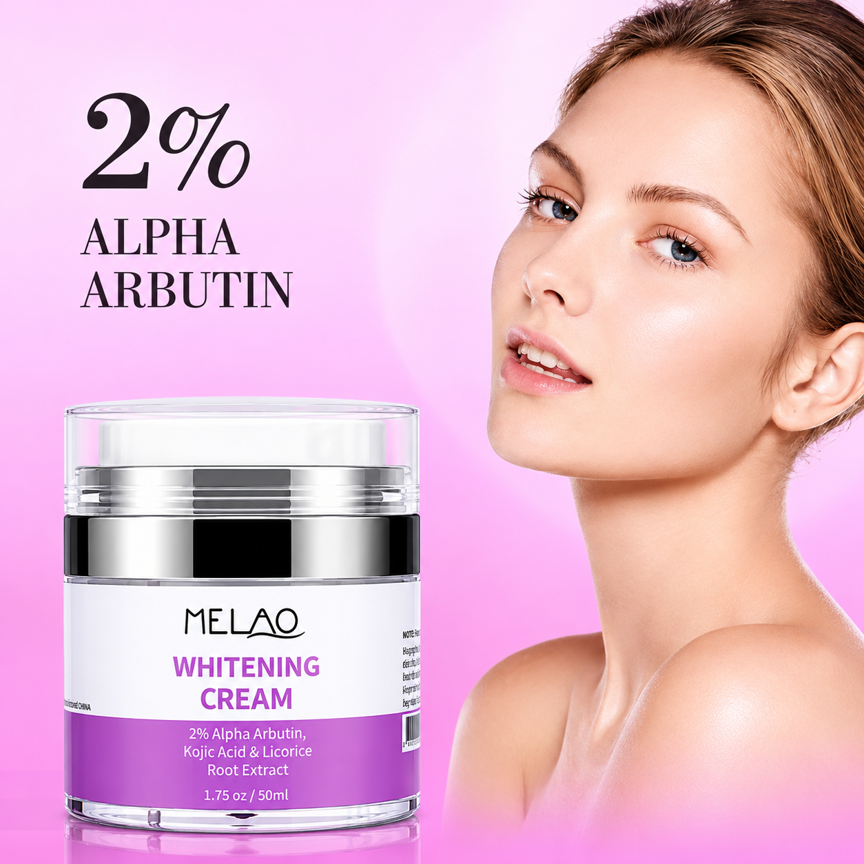 MELAO Whitening 2% Alpha Arbutin, Kojiac Acid Dark Skin Moisturizing Brighten Face Cream -50gm